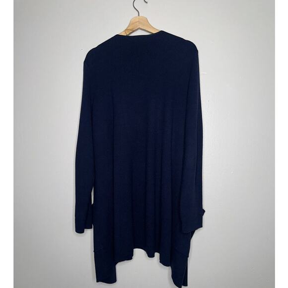 Ann Taylor Long Line Waterfall Cardigan Pockets Navy Blue Size XL Office Work - Picture 6 of 6